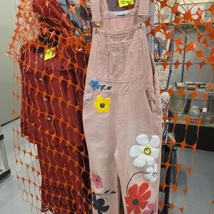 MISSLOOK Pink Floral Women Jeans Overalls